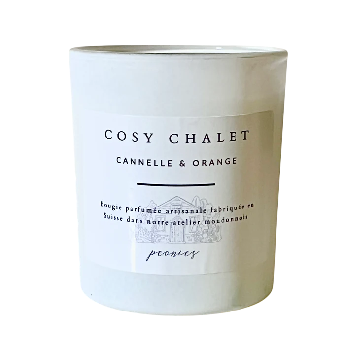 Peonies Bougie parfumée 160g Cosy Chalet - Cannelle & Orange
