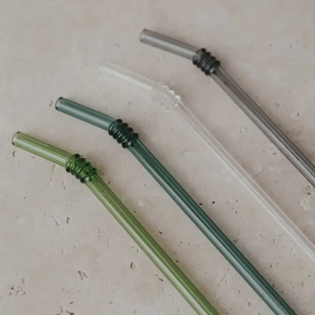 Eulenschnitt Pailles pliées en verre 20cm vert en lot de 4
