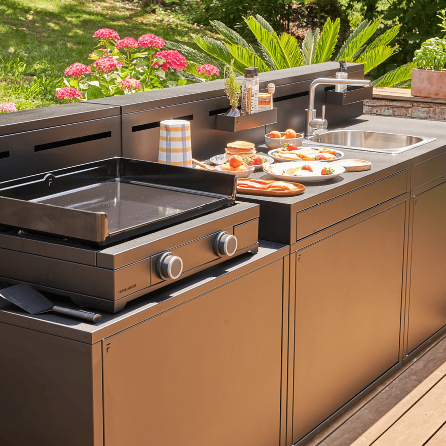 Forge Adour Support plancha acier fermé Comptoir Bar noir 404760