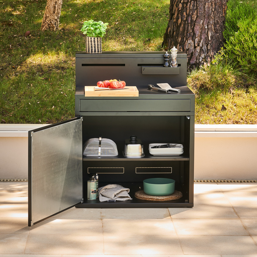 Forge Adour Support desserte acier fermé Comptoir noir 404758