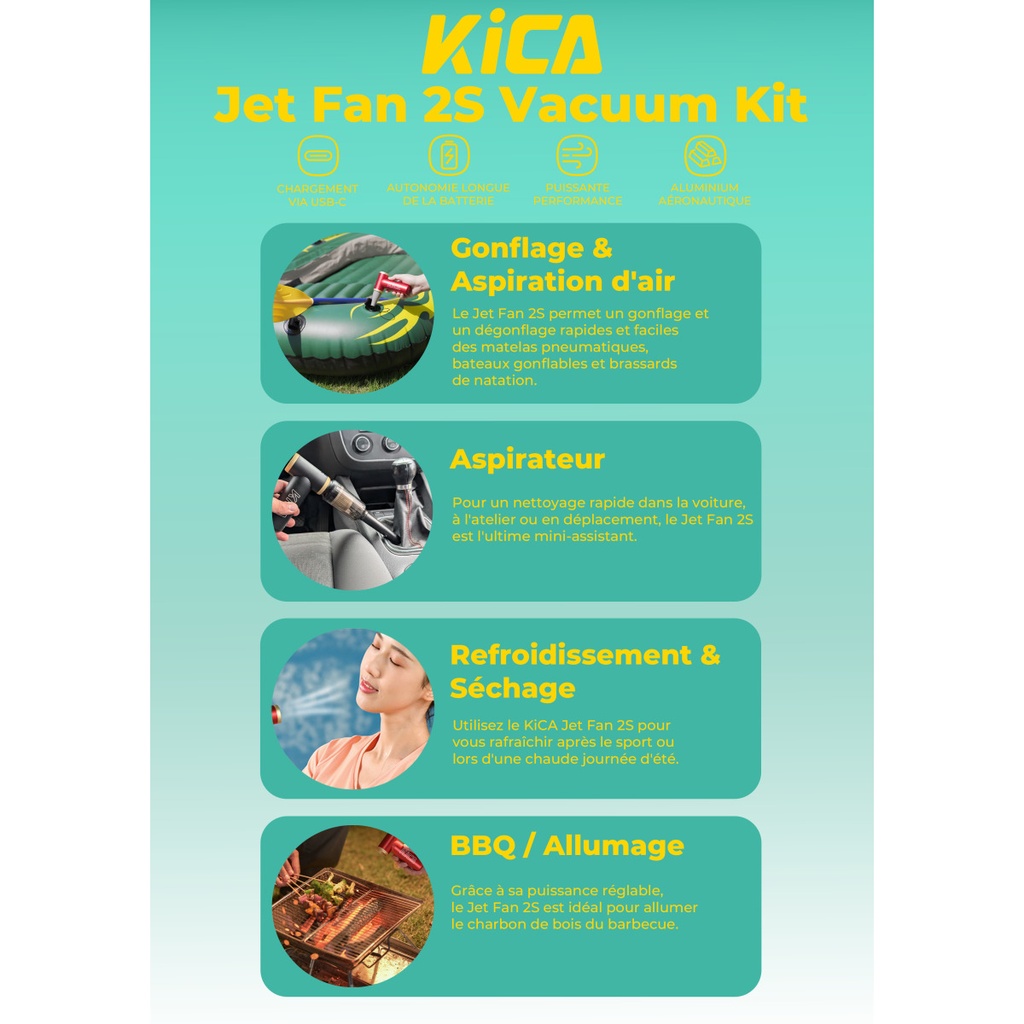 Aspirateur/souffleur KiCA Jet fan 2S Vacuum Kit Bleu