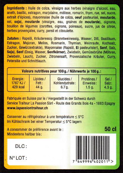La Passion Sauce à salade artisanale