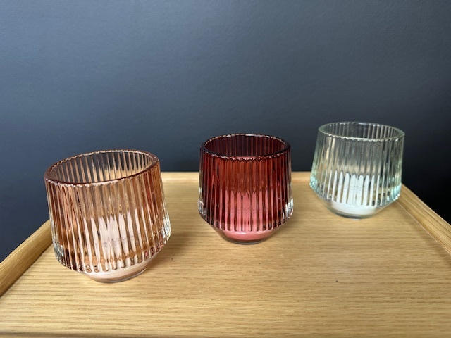 Set de 3 photophores en verre rose
