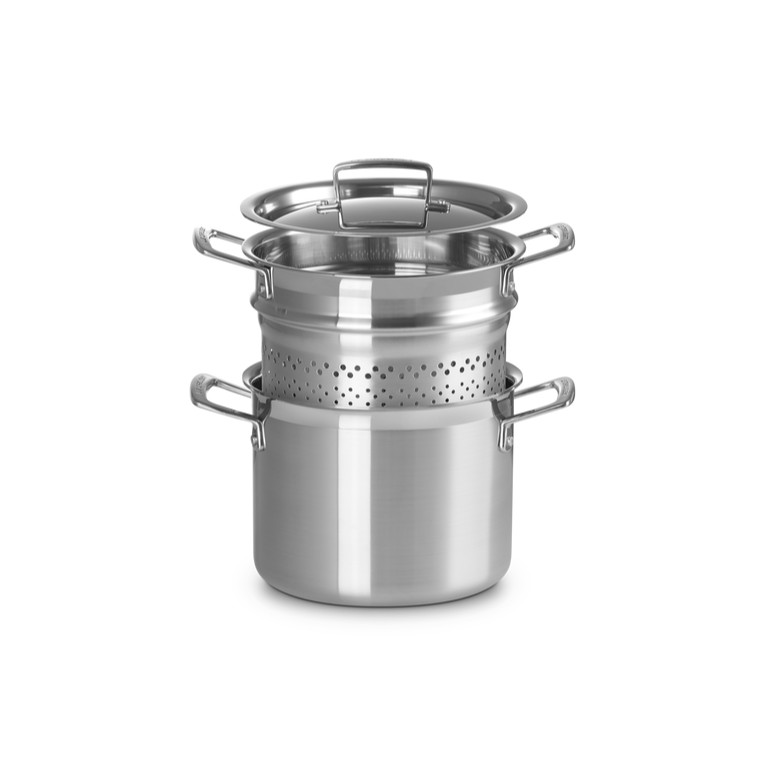 Le Creuset Faitout Inox Classique 20cm + panier vapeur