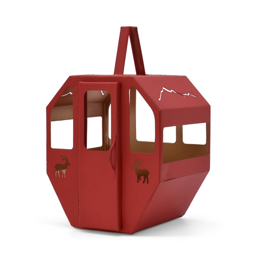 Lumière des Alpes Lanterne «Telecabine / Gondel» rouge mini