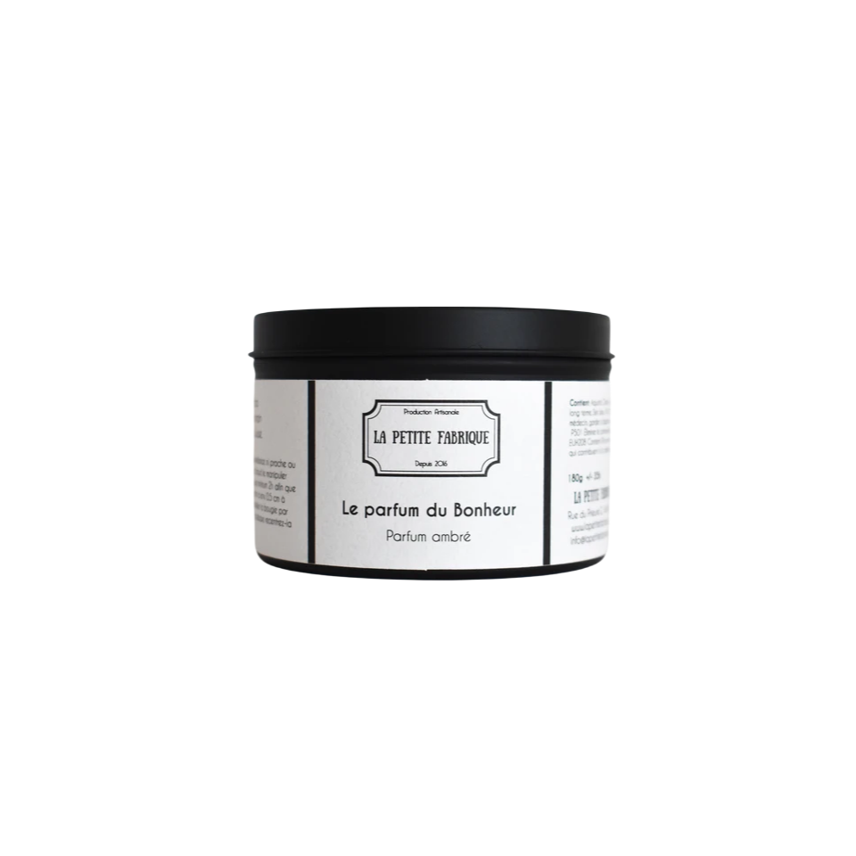 La Petite Fabrique Bougie métal noir "Le parfum du bonheur" 180gr