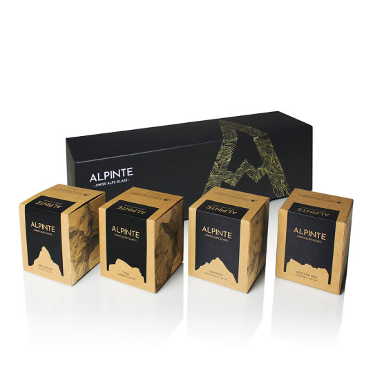 Coffret Alpinte On the Rocks - 4 verres (Matterhorn, Dents du Midi et Jungfrau et Titlis)