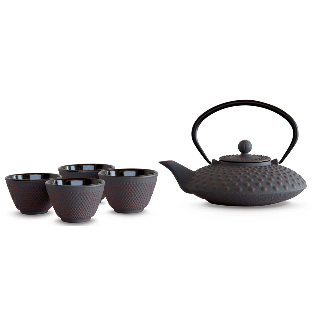 Easy Life Set théière avec 4 gobelets, 800ml, fonte, gris