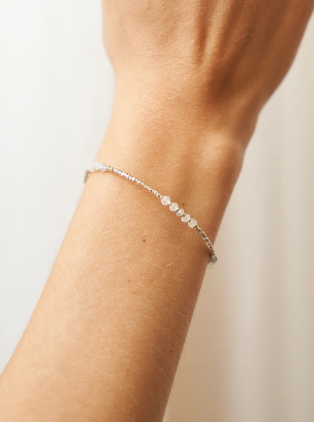 Yoomee Bracelet DINA pierre de lune - gris minéral / argenté