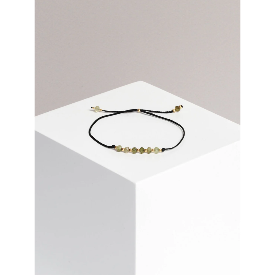 Yoomee Bracelet Petit mais puissant agate verte - noir / doré