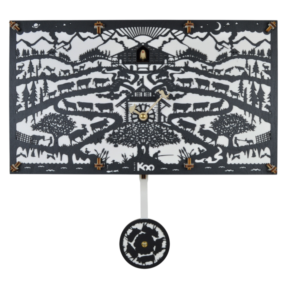 Swiss Koo Poya Clock Quartz mural - Noir 