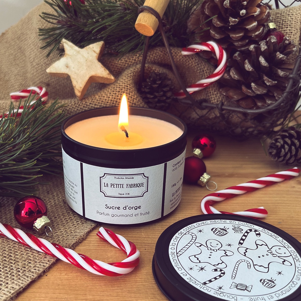La Petite Fabrique Bougie métal noir "Sucre d'Orge" 180gr