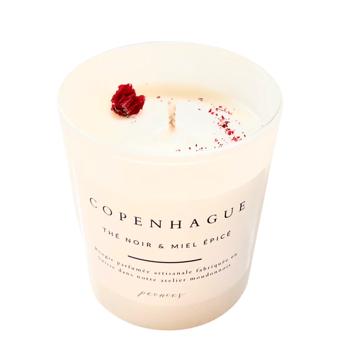 Peonies Bougie parfumée 90g Copenhague - Thé Noir et Miel Epicé