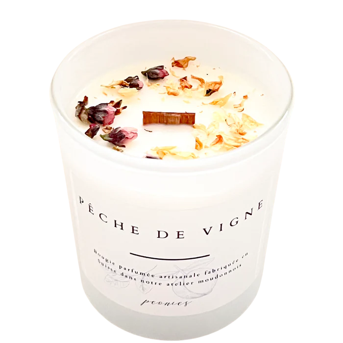Peonies Bougie parfumée 160g Pêche de Vigne