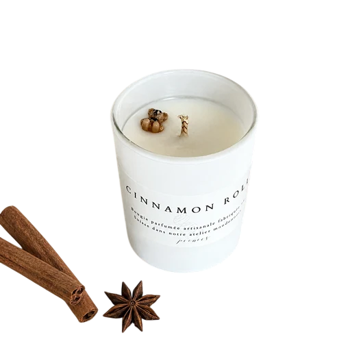 Peonies Bougie parfumée 60g Cinnamon Roll - biscuit, cannelle et amande vanillée