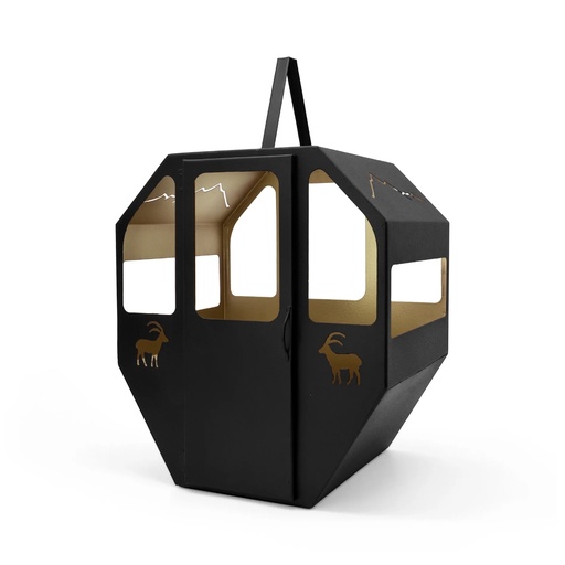 [LAGO03NB] Lumière des Alpes Lanterne ««Telecabine / Gondel»» noire grande