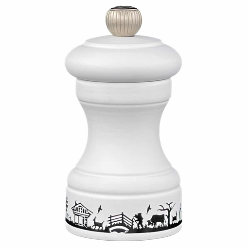 [6600320] ALPES BISTRO Moulin à poivre blanc mat avec décor 10cm
