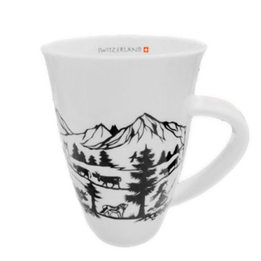 [26001047] Tasse blanche porcelaine avec décor Poya