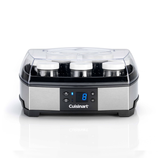 [YM400E + YM401E] Yaourtière-fromagère Cuisinart YM400E chromé mat avec 6 pots à yaourt en verre offert YM401E