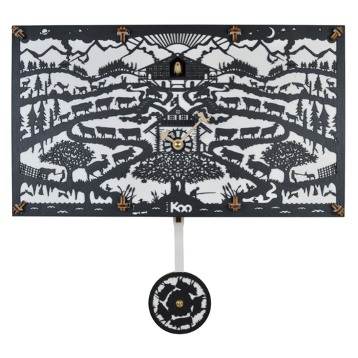 [SK-04] Swiss Koo Poya Clock Quartz mural - Noir 