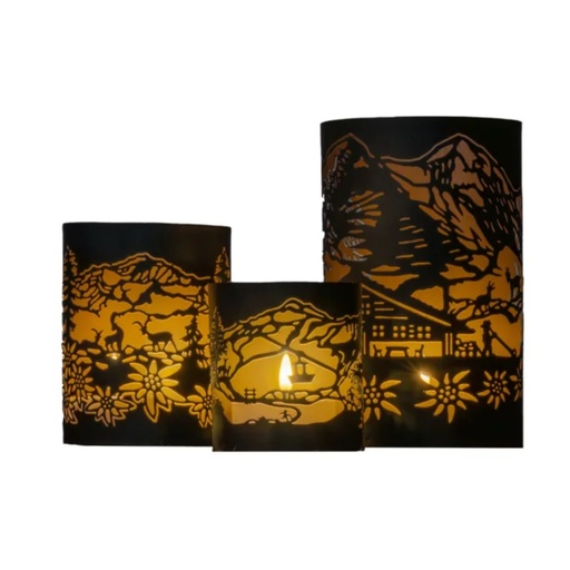 [WLSM03NB] Lumière des Alpes Photophore set de 3 "Montagne"