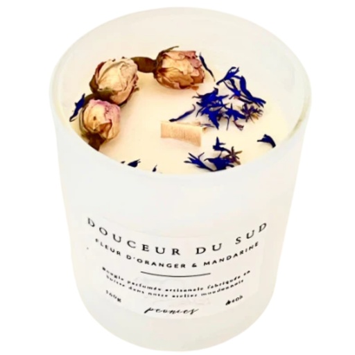 [PEO-10] Peonies Bougie parfumée 160g Douceur du Sud - Fleur d'Oranger & Mandarine